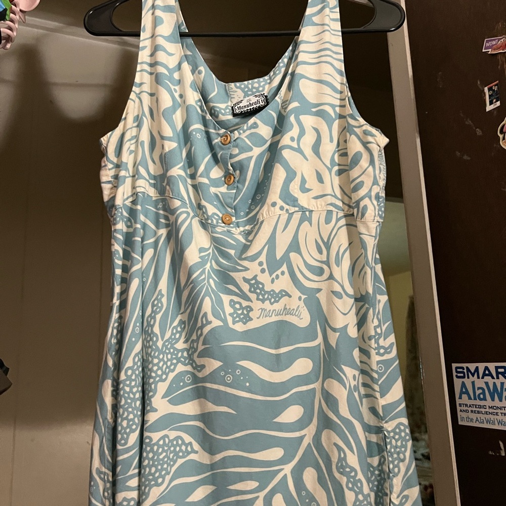 Blue and White Manu top